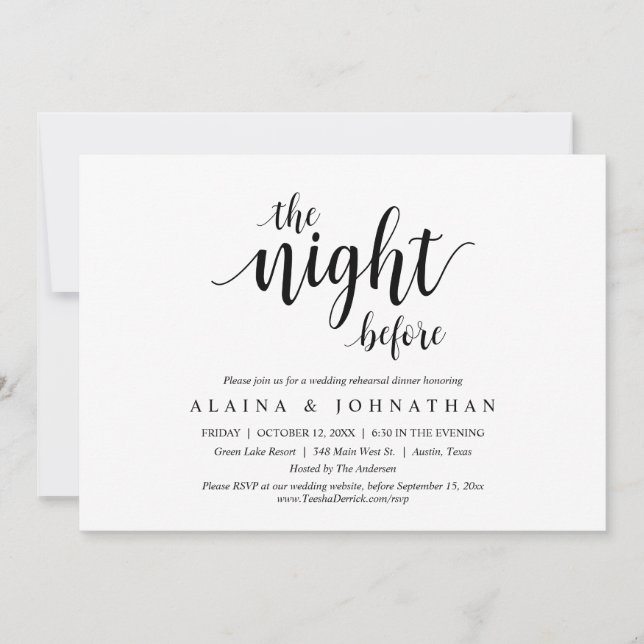 The Night Before, Wedding Rehearsal Dinner Party Invitation (Front)