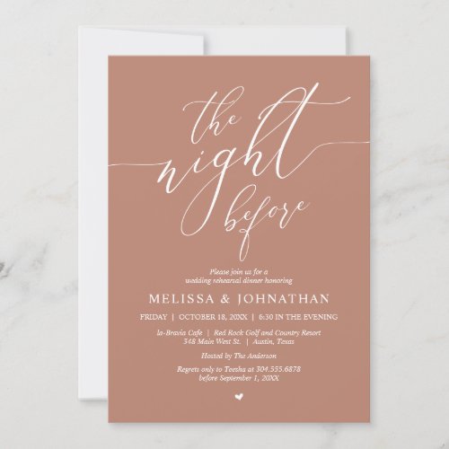 The Night Before Wedding Rehearsal Dinner Party Invitation