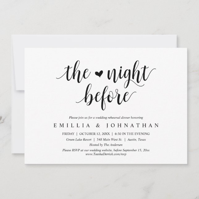 The Night Before, Wedding Rehearsal Dinner Party Invitation (Front)