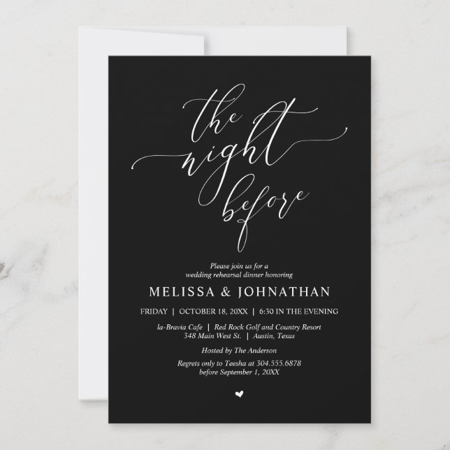 The Night Before, Wedding Rehearsal Dinner Party Invitation (Front)