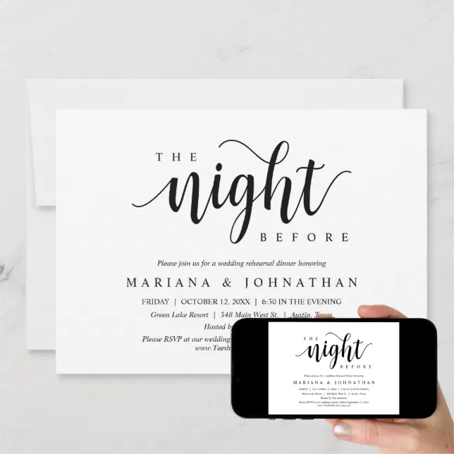 The Night Before, Wedding Rehearsal Dinner Party Invitation Zazzle