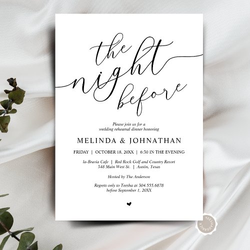 The Night Before Wedding Rehearsal Dinner Party Invitation