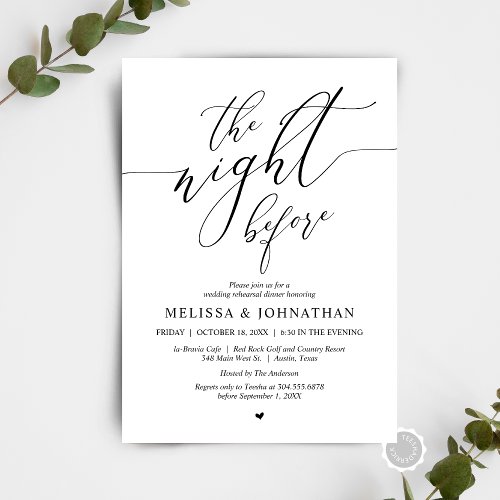 The Night Before Wedding Rehearsal Dinner Party Invitation