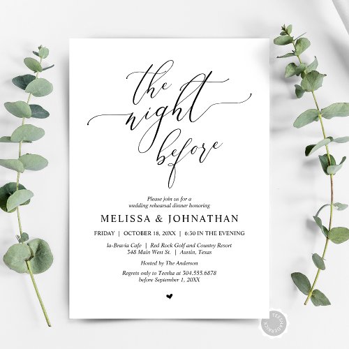 The Night Before Wedding Rehearsal Dinner Party Invitation