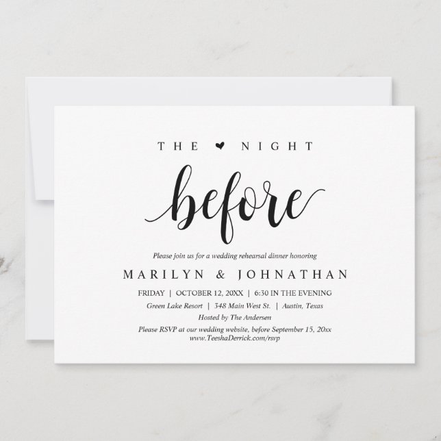 The Night Before, Wedding Rehearsal Dinner Party Invitation (Front)