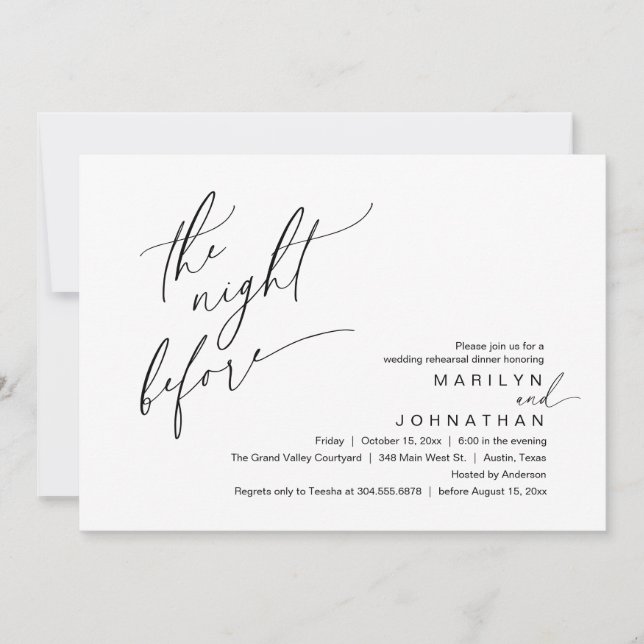 The Night Before, Wedding Rehearsal Dinner Party Invitation (Front)