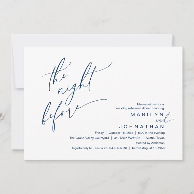 The Night Before, Wedding Rehearsal Dinner Party Invitation (Front)
