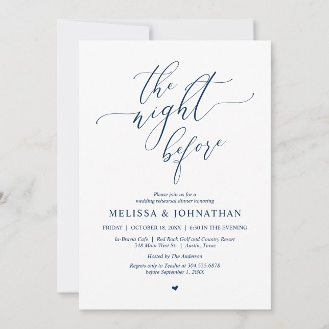 The Night Before, Wedding Rehearsal Dinner Party Invitation (Front)