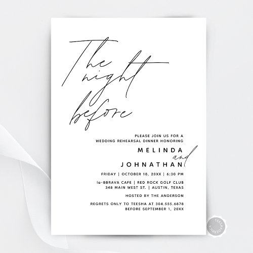 The Night Before Wedding Rehearsal Dinner Party t1 Invitation