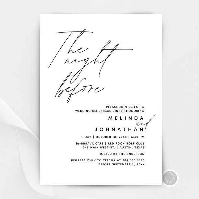 The Night Before Wedding Rehearsal Dinner Party t1 Invitation (The Night Before, Wedding Rehearsal Dinner  Invitation Card, in Modern Classy, Digital Download)