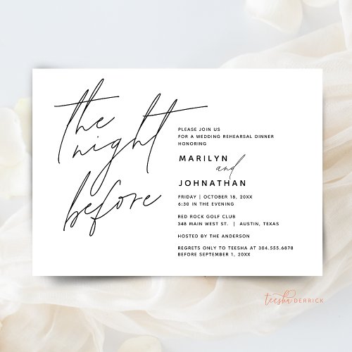 The Night Before Wedding Rehearsal Dinner Party t1 Invitation