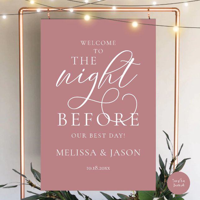 The Night Before, Wedding Rehearsal Dinner Welcome Foam Board (The Night Before, Wedding Rehearsal Dinner Welcome Foam Board, in modern elegant dusty rose pink)