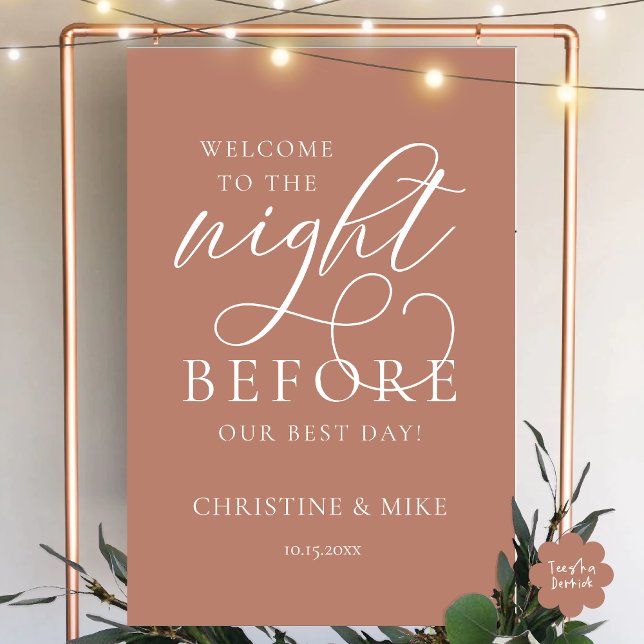 The Night Before, Wedding Rehearsal Dinner Welcome Foam Board (The Night Before, Wedding Rehearsal Dinner Welcome Foam Board Romantic Modern in Terracotta Earthy)