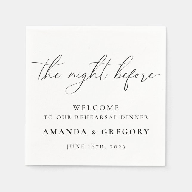 The Night Before Wedding Rehearsal Dinner Welcome Napkins (Front)