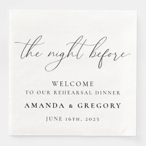 The Night Before Wedding Rehearsal Dinner Welcome  Paper Dinner Napkins