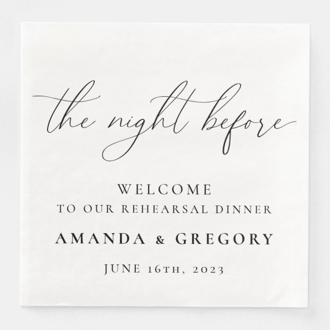 The Night Before Wedding Rehearsal Dinner Welcome  Paper Dinner Napkins (Front)