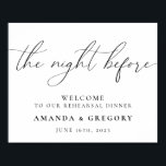 The Night Before Wedding Rehearsal Dinner Welcome Poster<br><div class="desc">This sign is the perfect way to welcome guests to your rehearsal dinner.</div>