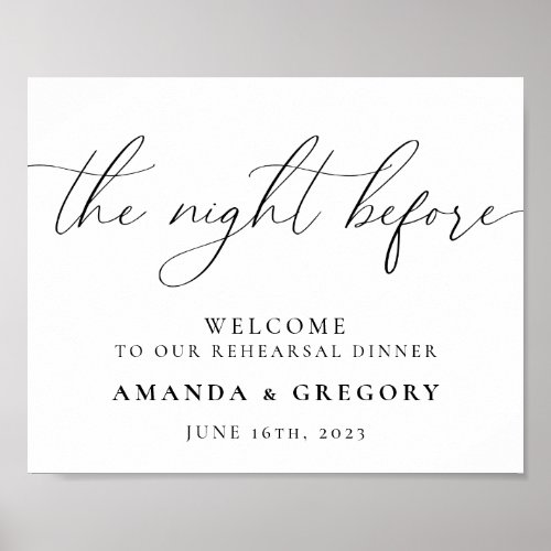 The Night Before Wedding Rehearsal Dinner Welcome Poster