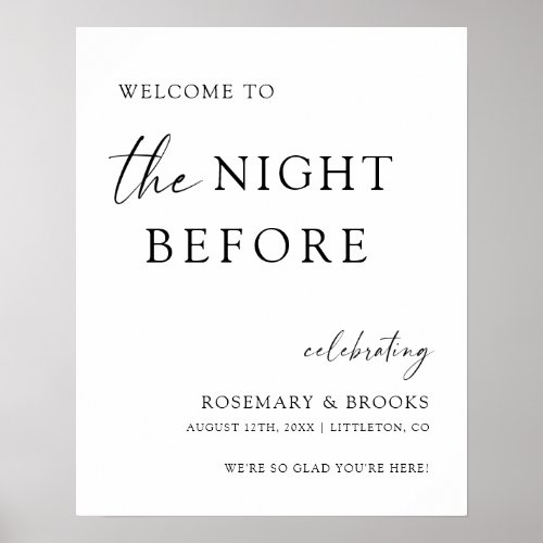 The Night Before Wedding Rehearsal Dinner Welcome Poster