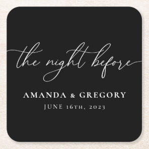 The Night Before Wedding Rehearsal Dinner Welcome  Square Paper Coaster