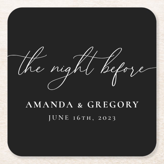 The Night Before Wedding Rehearsal Dinner Welcome  Square Paper Coaster (Front)
