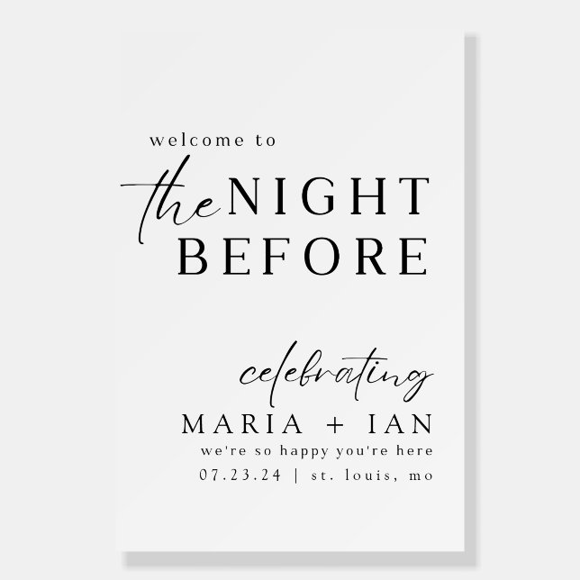 The Night Before - Wedding Sign 24 x 36 in.  (Front)