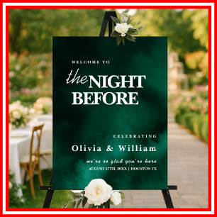 The Night Before Wedding Sign Emerald Green