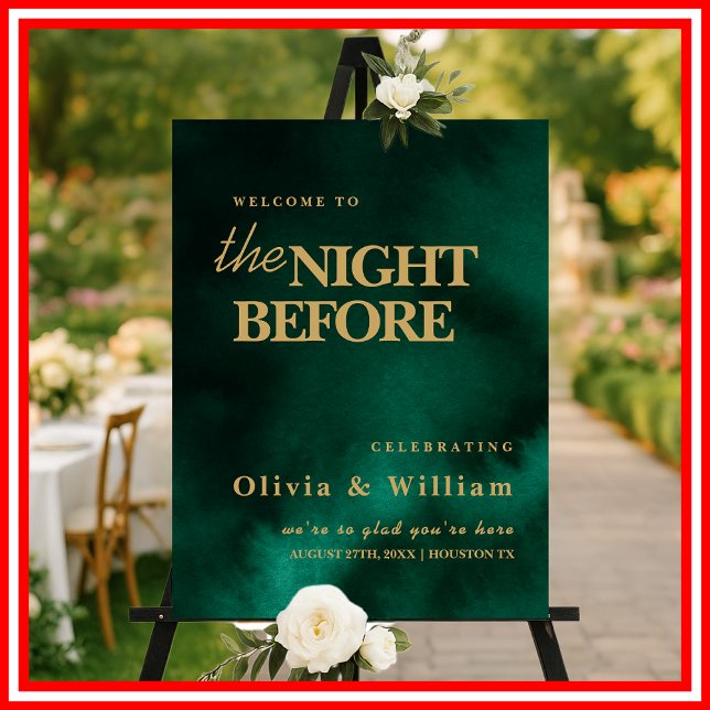 The Night Before Wedding Sign Emerald Green & Gold (Creator Uploaded)