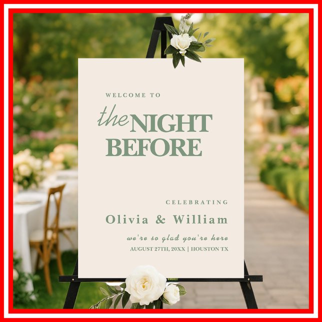 The Night Before Wedding Sign Sage Green  (Creator Uploaded)