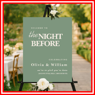 The Night Before Wedding Sign Sage Green 