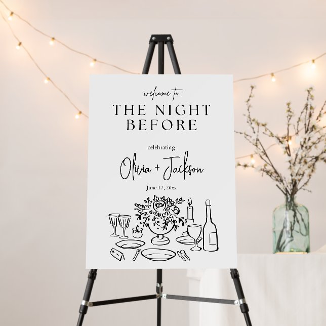 The Night Before Welcome Sign Template, Hand Drawn (In Situ (Stand))
