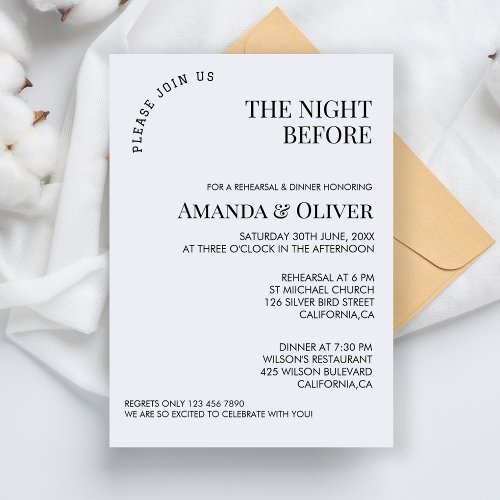 The Night Before Welcome Wedding Rehearsal Dinner Invitation