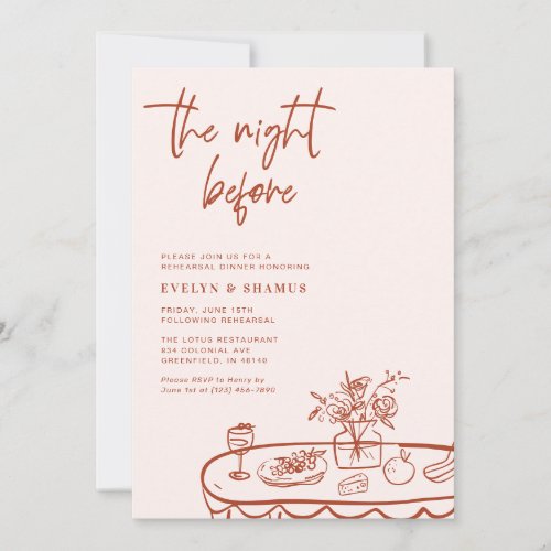 The Night Before Whimsical Doodle Rehearsal Dinner