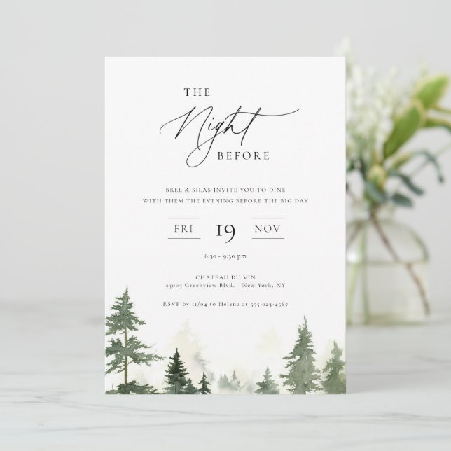 The Night Before Wild Forest Pine Trees Invitation (Standing Front)