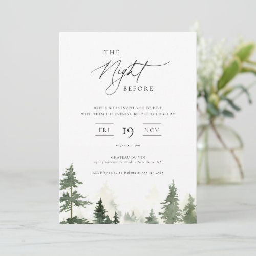 The Night Before Wild Forest Pine Trees Invitation