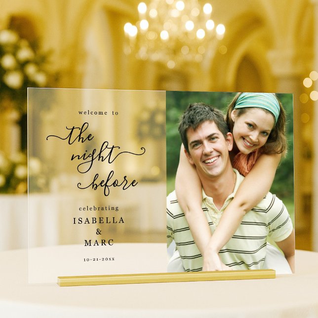 The Night Before with Photo for Wedding Rehearsal Acrylic Sign (Creator Uploaded)