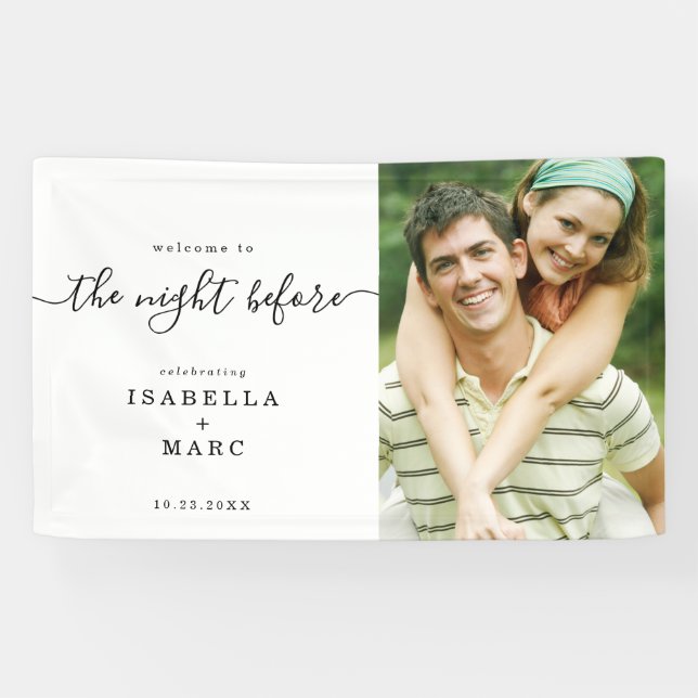 The Night Before with Photo for Wedding Rehearsal Banner (Horizontal)