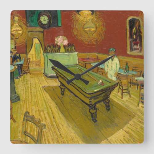 The Night Cafe 1888 by Vincent van Gogh Square Wall Clock