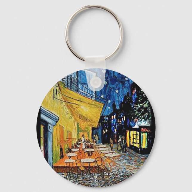 The Night Cafe, Fine Art by Van Gogh Keychain (Front)