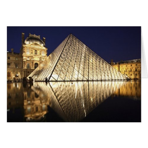 The night view of the glass Pyramid of Musee du