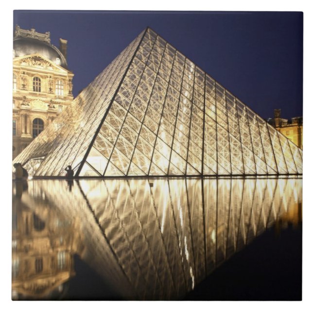 The night view of the glass Pyramid of Musee du Ceramic Tile (Front)