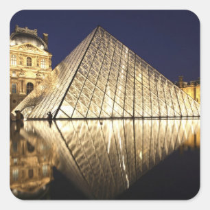 The night view of the glass Pyramid of Musee du Square Sticker