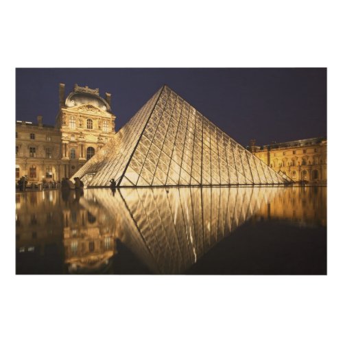 The night view of the glass Pyramid of Musee du Wood Wall Decor