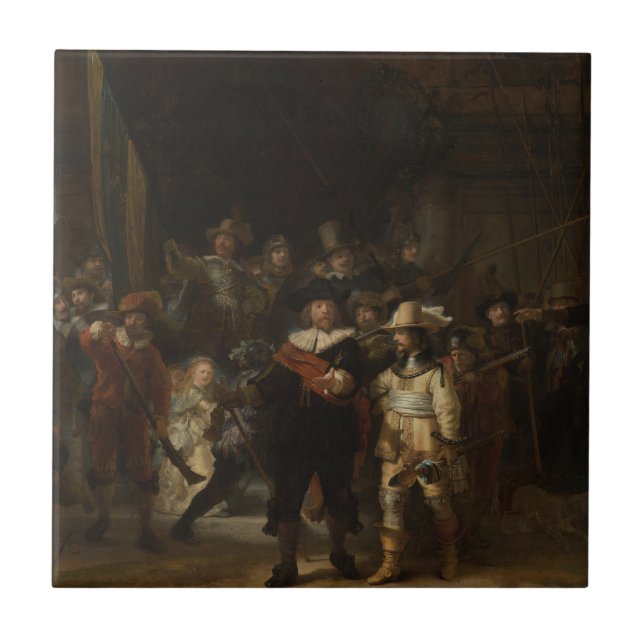 The Night Watch Rembrandt Baroque Masterpiece Ceramic Tile (Front)