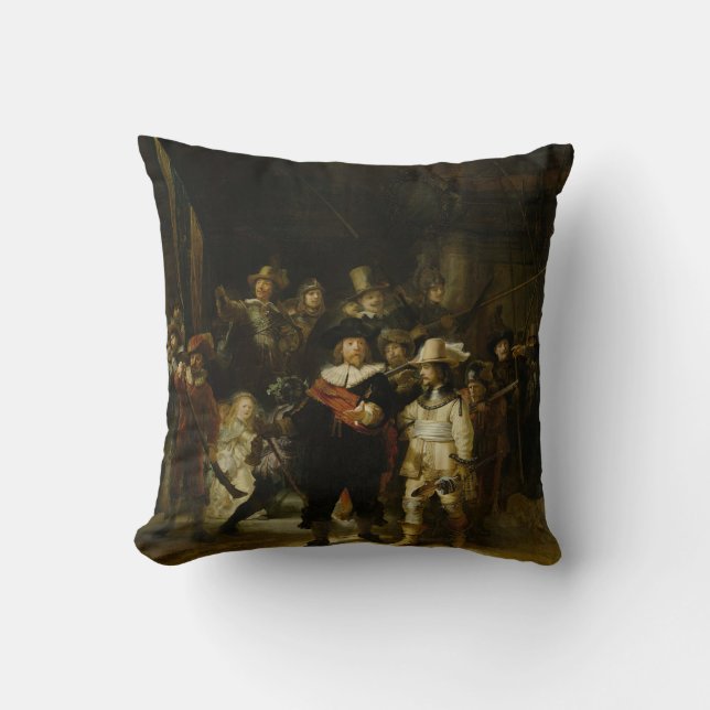The Nightwatch by Rembrandt van Rijn "Nachtwacht" Throw Pillow (Front)