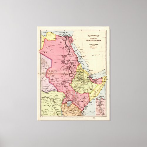 The Nile Basin Egypt Map 1916 Canvas Print