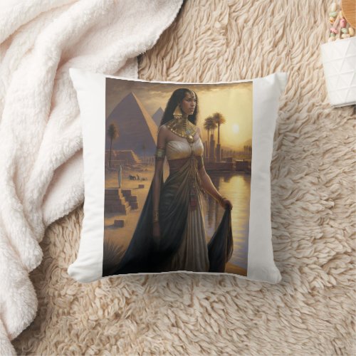 The Nile River and the charming pyramids Throw Pillow