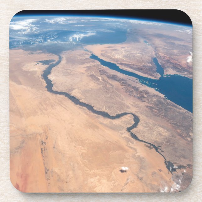 The Nile River, Red Sea And Mediterranean Sea. Beverage Coaster (Front)