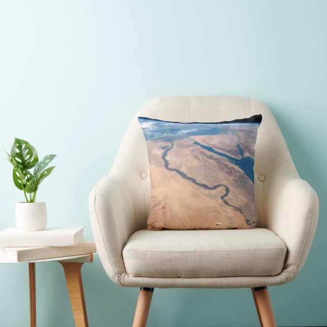 The Nile River, Red Sea And Mediterranean Sea. Throw Pillow (Chair)