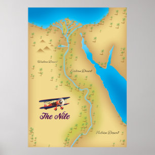 The Nile vintage style old map poster